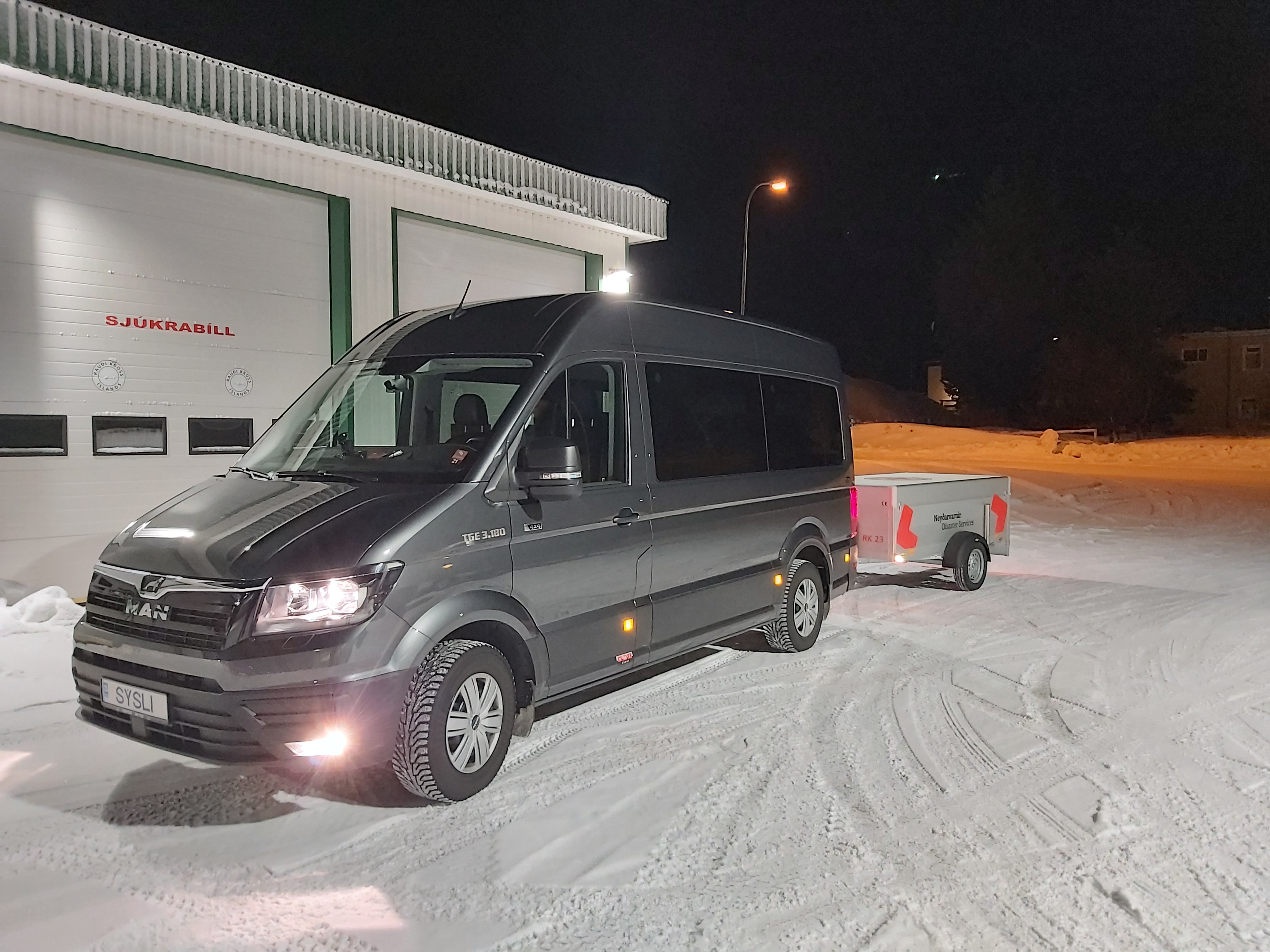 Our bus in Dalvík in the tour